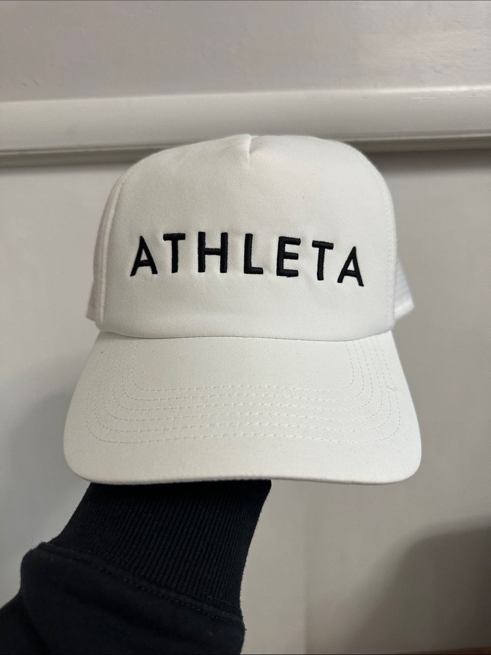 Athleta White Baseball Cap with Black Logo